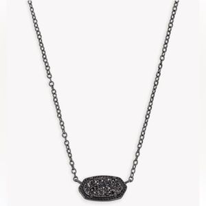 Kendra Scott Elisa Pendant Necklace in Black Drusy